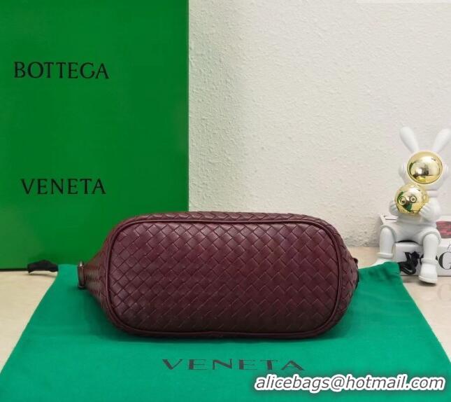 Buy Fashionable Bottega Veneta Classic Top Handle Bag in Intrecciato Leather BV9842 Burgundy 2024