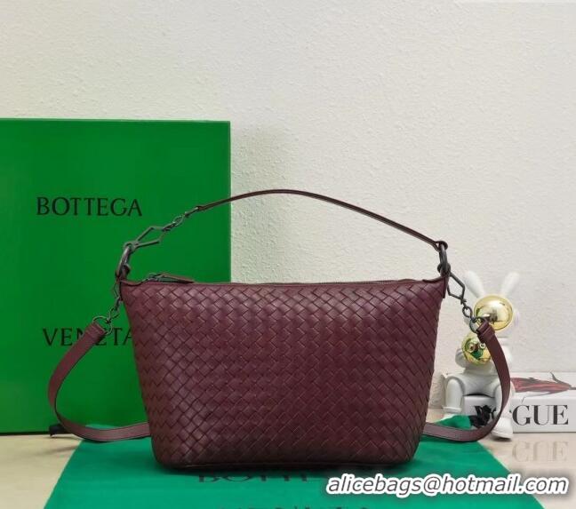 Buy Fashionable Bottega Veneta Classic Top Handle Bag in Intrecciato Leather BV9842 Burgundy 2024