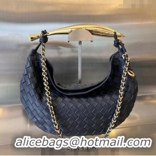 Buy Discount Bottega Veneta Sardine Top handle Bag With Chain Intrecciato Leather 776768 Space Blue 2024