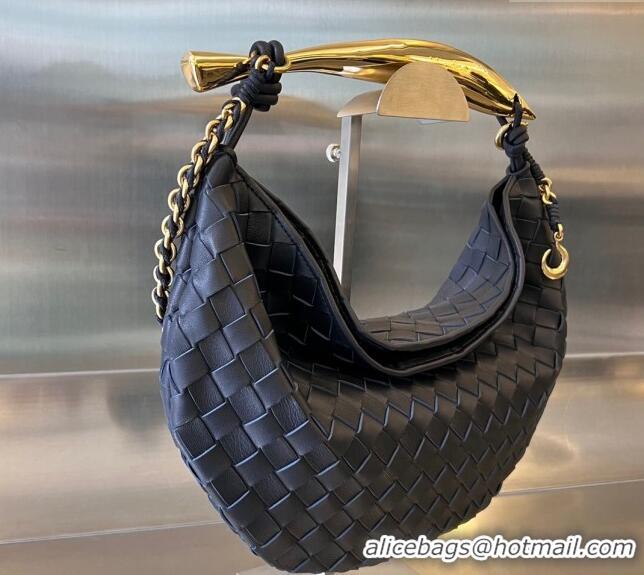 Buy Discount Bottega Veneta Sardine Top handle Bag With Chain Intrecciato Leather 776768 Space Blue 2024