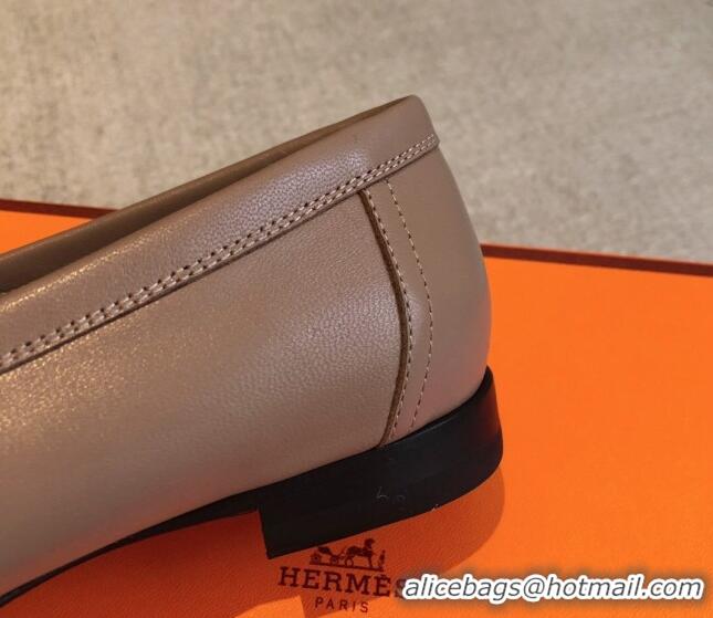 Top Grade Hermes Royal Loafers in Calfskin with Fringe Grey/White 425204