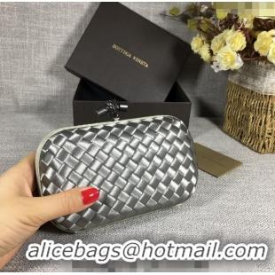 Top Quality Bottega Veneta Satin Knot Mini Clutch BV8651 Silver Grey 2024