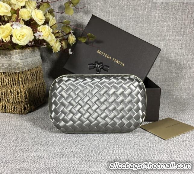 Top Quality Bottega Veneta Satin Knot Mini Clutch BV8651 Silver Grey 2024