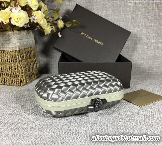 Top Quality Bottega Veneta Satin Knot Mini Clutch BV8651 Silver Grey 2024