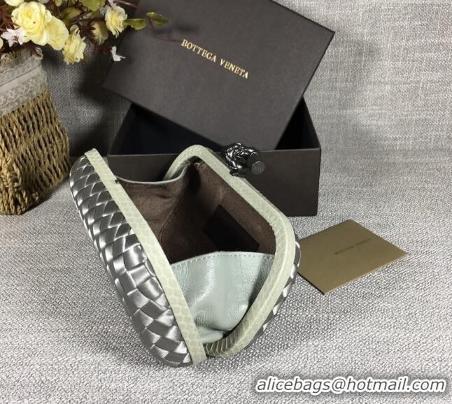 Top Quality Bottega Veneta Satin Knot Mini Clutch BV8651 Silver Grey 2024