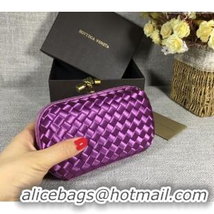 Promotional Bottega Veneta Satin Knot Mini Clutch BV8651 Shiny Purple 2024