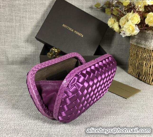 Promotional Bottega Veneta Satin Knot Mini Clutch BV8651 Shiny Purple 2024