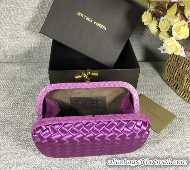 Promotional Bottega Veneta Satin Knot Mini Clutch BV8651 Shiny Purple 2024