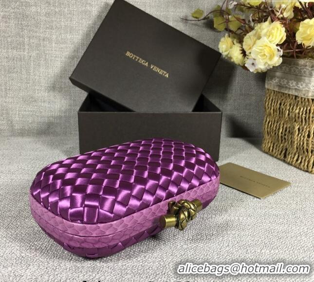 Promotional Bottega Veneta Satin Knot Mini Clutch BV8651 Shiny Purple 2024