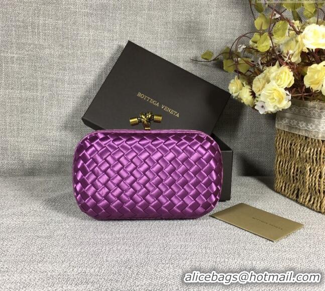 Promotional Bottega Veneta Satin Knot Mini Clutch BV8651 Shiny Purple 2024