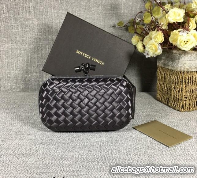 Famous Brand Bottega Veneta Satin Knot Mini Clutch BV8651 Dark Grey 2024