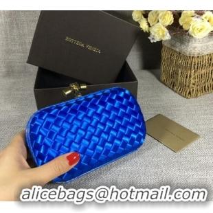 New Style Bottega Veneta Satin Knot Mini Clutch BV8651 Shiny Blue 2024