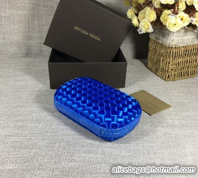 New Style Bottega Veneta Satin Knot Mini Clutch BV8651 Shiny Blue 2024