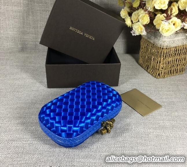 New Style Bottega Veneta Satin Knot Mini Clutch BV8651 Shiny Blue 2024