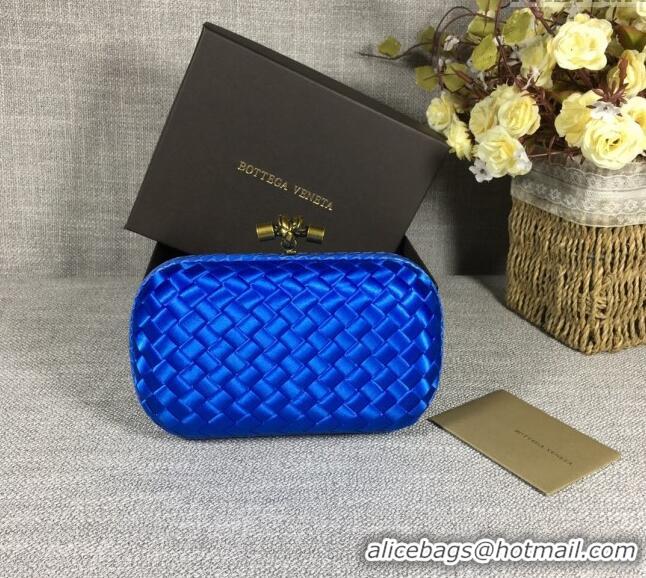 New Style Bottega Veneta Satin Knot Mini Clutch BV8651 Shiny Blue 2024