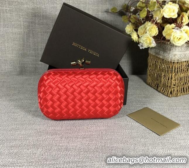 Unique Grade Bottega Veneta Satin Knot Mini Clutch BV8651 Red 2024