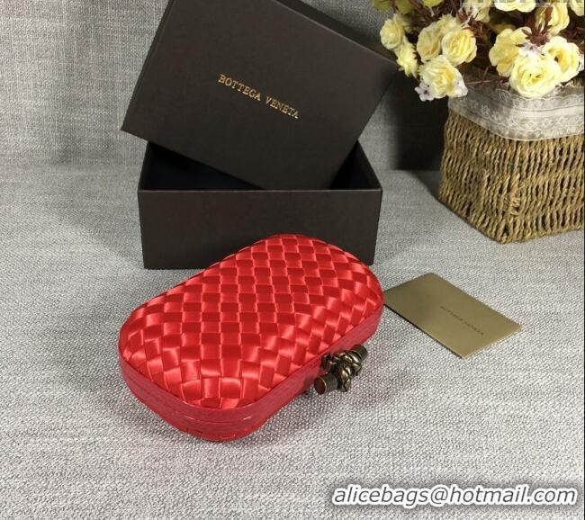 Unique Grade Bottega Veneta Satin Knot Mini Clutch BV8651 Red 2024