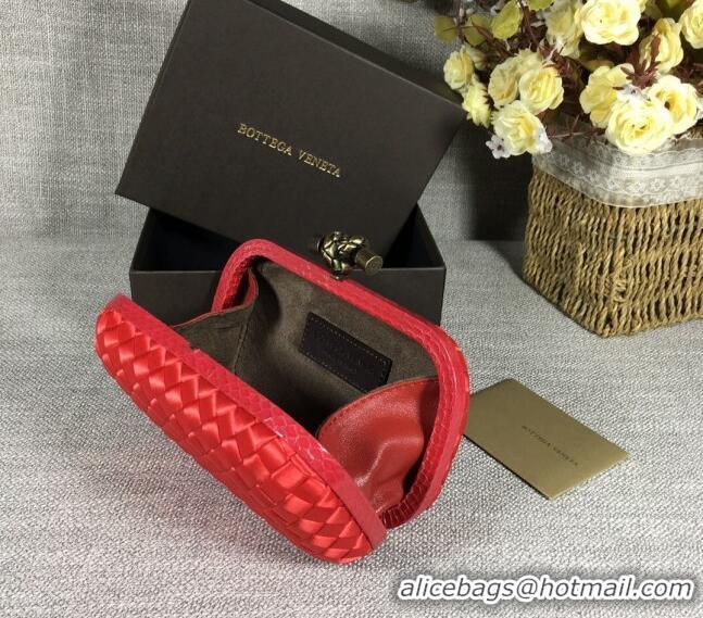 Unique Grade Bottega Veneta Satin Knot Mini Clutch BV8651 Red 2024