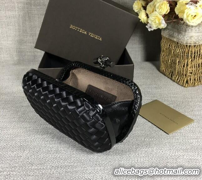 Pretty Style Bottega Veneta Satin Knot Mini Clutch BV8651 Black 2024