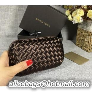 Inexpensive Bottega Veneta Satin Knot Mini Clutch BV8651 Dark Coffee 2024