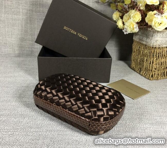 Inexpensive Bottega Veneta Satin Knot Mini Clutch BV8651 Dark Coffee 2024