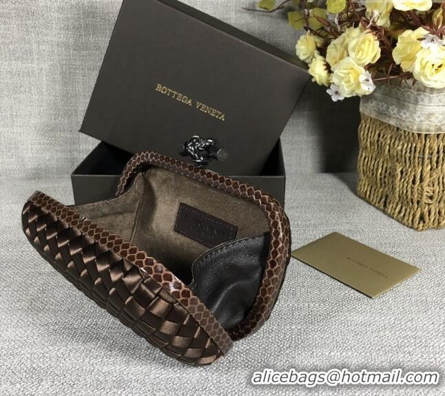 Inexpensive Bottega Veneta Satin Knot Mini Clutch BV8651 Dark Coffee 2024