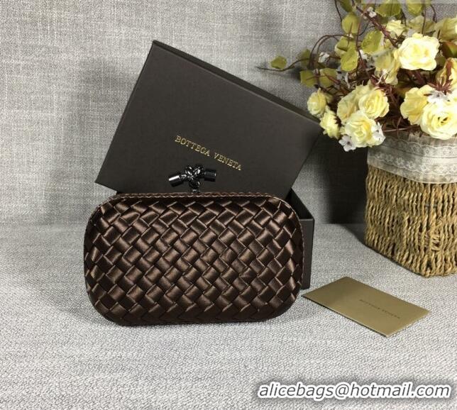 Inexpensive Bottega Veneta Satin Knot Mini Clutch BV8651 Dark Coffee 2024