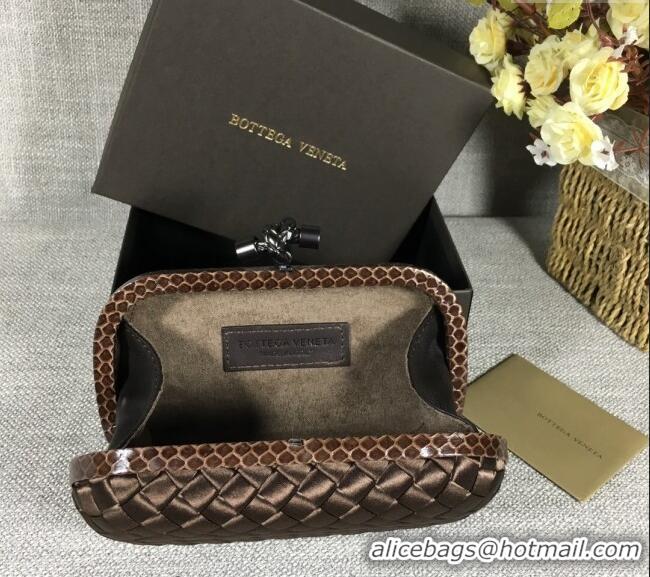 Inexpensive Bottega Veneta Satin Knot Mini Clutch BV8651 Dark Coffee 2024