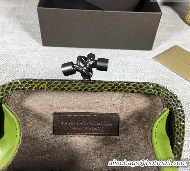 Cheapest Bottega Veneta Satin Knot Mini Clutch BV8651 Shiny Green 2024