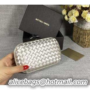 Top Quality Bottega Veneta Satin Knot Mini Clutch BV8651 Light Silver 2024