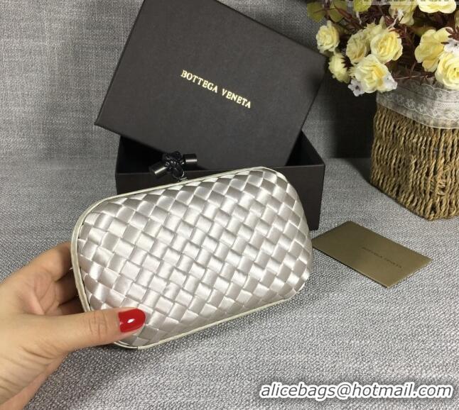 Top Quality Bottega Veneta Satin Knot Mini Clutch BV8651 Light Silver 2024