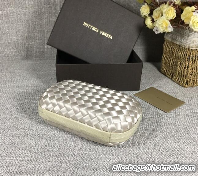 Top Quality Bottega Veneta Satin Knot Mini Clutch BV8651 Light Silver 2024