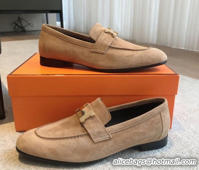 Best Product Hermes Paris Suede Loafers Brown 425216