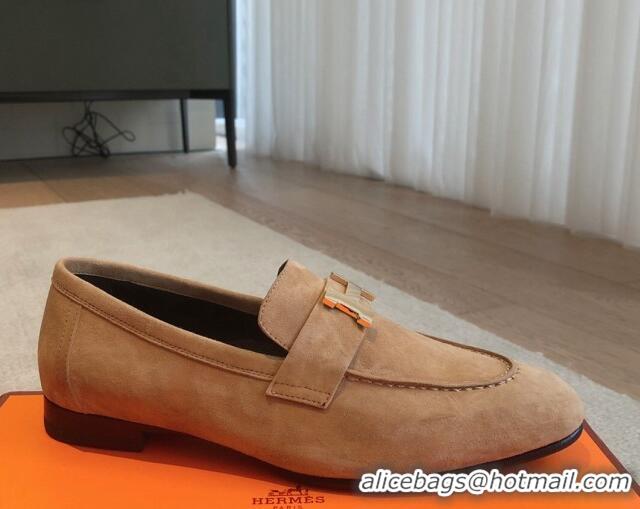 Best Product Hermes Paris Suede Loafers Brown 425216