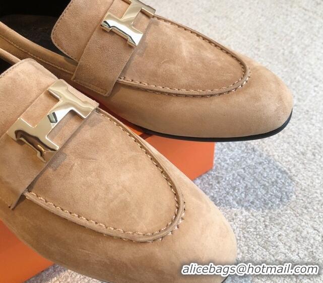 Best Product Hermes Paris Suede Loafers Brown 425216