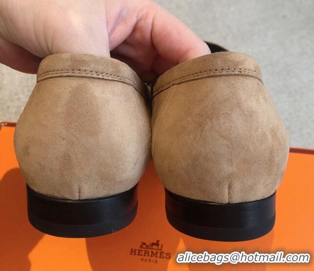 Best Product Hermes Paris Suede Loafers Brown 425216