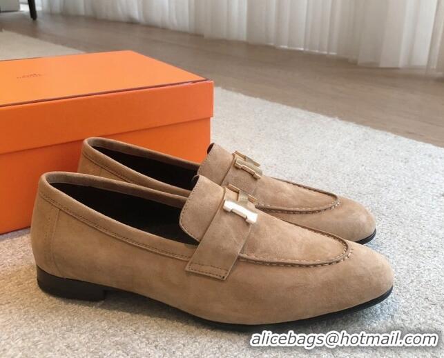 Best Product Hermes Paris Suede Loafers Brown 425216