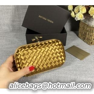 Big Discount Bottega Veneta Satin Knot Mini Clutch BV8651 Bronze Gold 2024