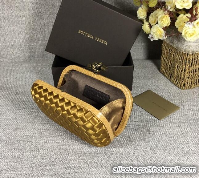 Big Discount Bottega Veneta Satin Knot Mini Clutch BV8651 Bronze Gold 2024