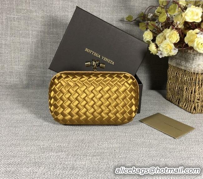 Big Discount Bottega Veneta Satin Knot Mini Clutch BV8651 Bronze Gold 2024