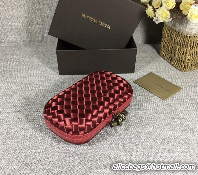 Good Looking Bottega Veneta Satin Knot Mini Clutch BV8651 Burgundy 2024