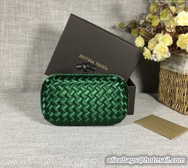 Good Product Bottega Veneta Satin Knot Mini Clutch BV8651 Dark Green 2024