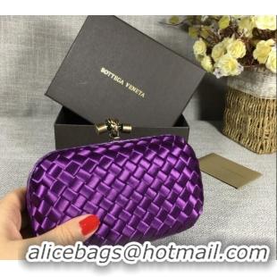 Famous Brand Bottega Veneta Satin Knot Mini Clutch BV8651 Dark Purple 2024