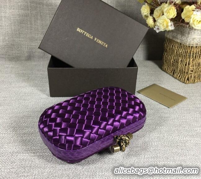 Famous Brand Bottega Veneta Satin Knot Mini Clutch BV8651 Dark Purple 2024