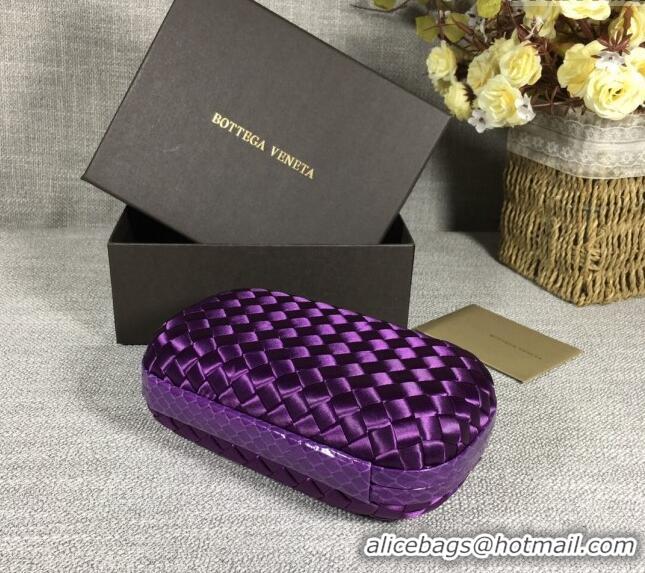 Famous Brand Bottega Veneta Satin Knot Mini Clutch BV8651 Dark Purple 2024