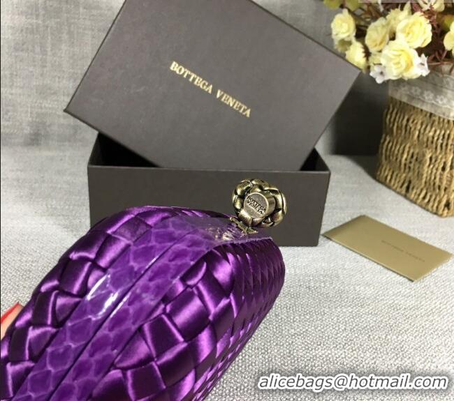 Famous Brand Bottega Veneta Satin Knot Mini Clutch BV8651 Dark Purple 2024