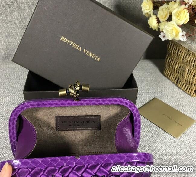 Famous Brand Bottega Veneta Satin Knot Mini Clutch BV8651 Dark Purple 2024