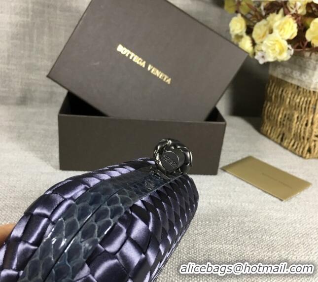 Low Cost Bottega Veneta Satin Knot Mini Clutch BV8651 Dusty Blue 2024