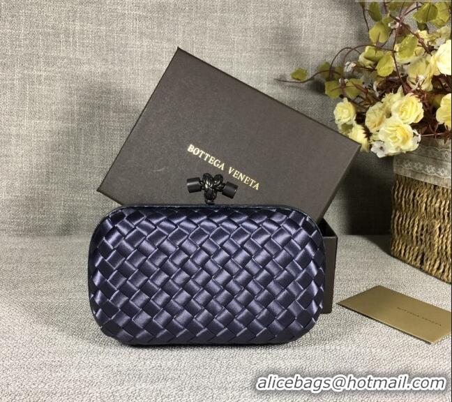 Low Cost Bottega Veneta Satin Knot Mini Clutch BV8651 Dusty Blue 2024