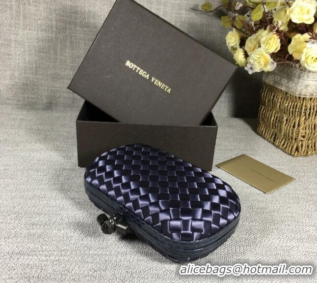 Low Cost Bottega Veneta Satin Knot Mini Clutch BV8651 Dusty Blue 2024